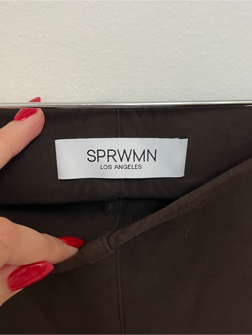 SPRWMN wide leg yoga pant trouser in chocolate brown size large - Picture 3 of 6